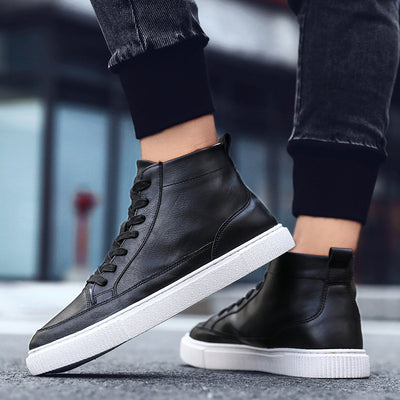 High-Top Sneakers Casual Leather Top Handmade Shoes Sneakers