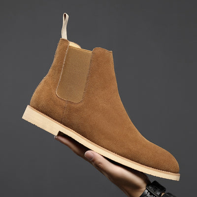 Boots Pointed Toe British Martin Boots Men's Nubuck Leather High-top Ankle Boots