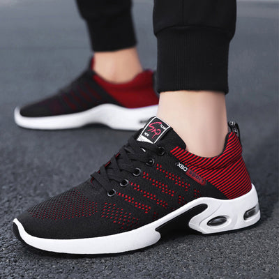 Fashion Mesh Shoes With Striped Design Men Outdoor Breathable  Lace-up Sneakers Csual Lightweight Running Sports Shoes For Men