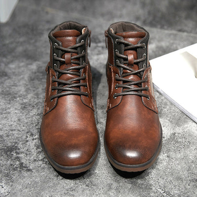 Men Winter Ankle Boots Lace Up Footwear Leather Shoes