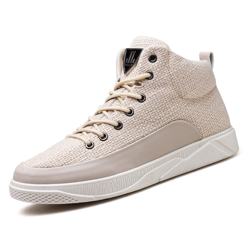 Linen high-top sneakers