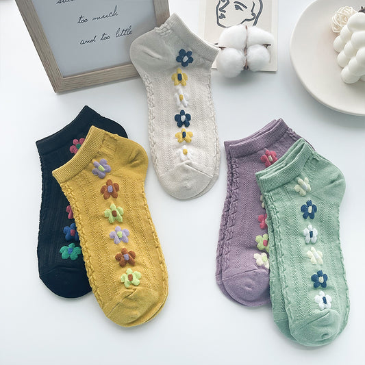 Retro Socks Shallow Mouth Flower Socks Women