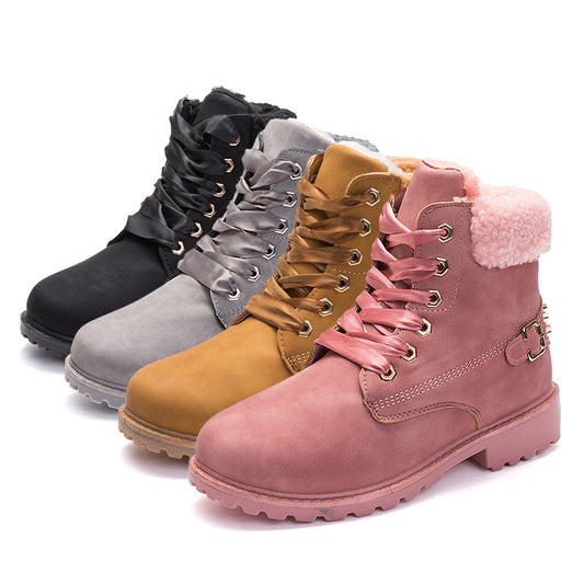 Plus velvet warm short boots rivet women boots