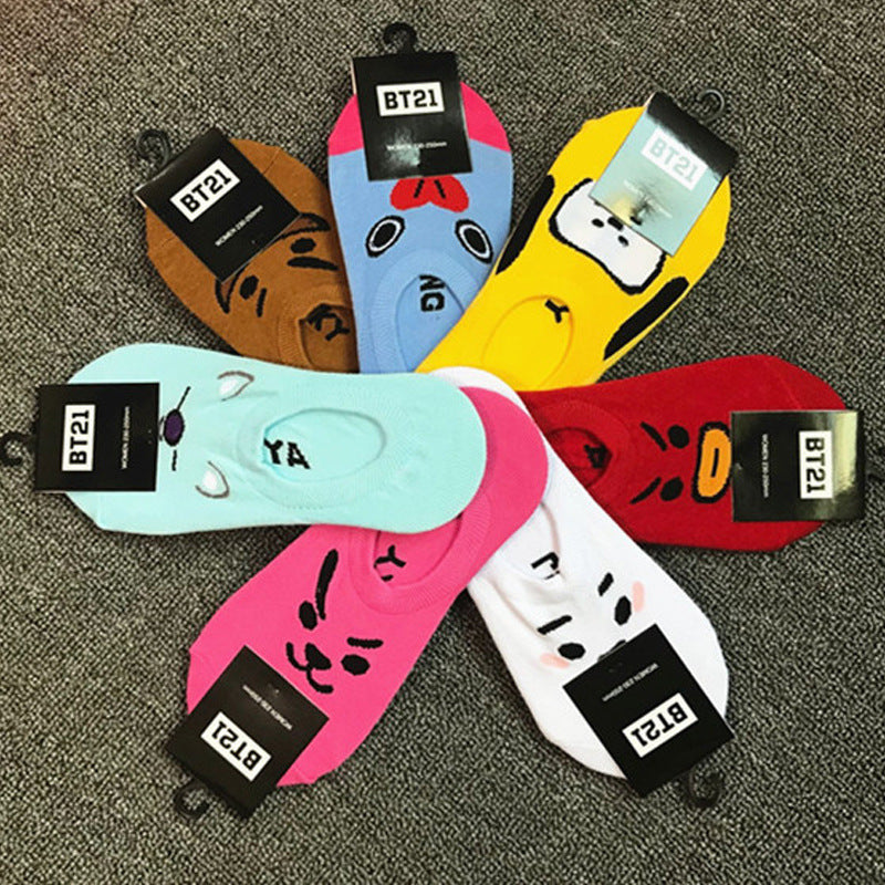 Cartoon boat socks men and women socks shallow mouth socks cotton thin section invisible socks