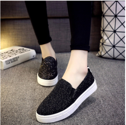 Platform Loafer Low-Top Sequin Women's Shoes