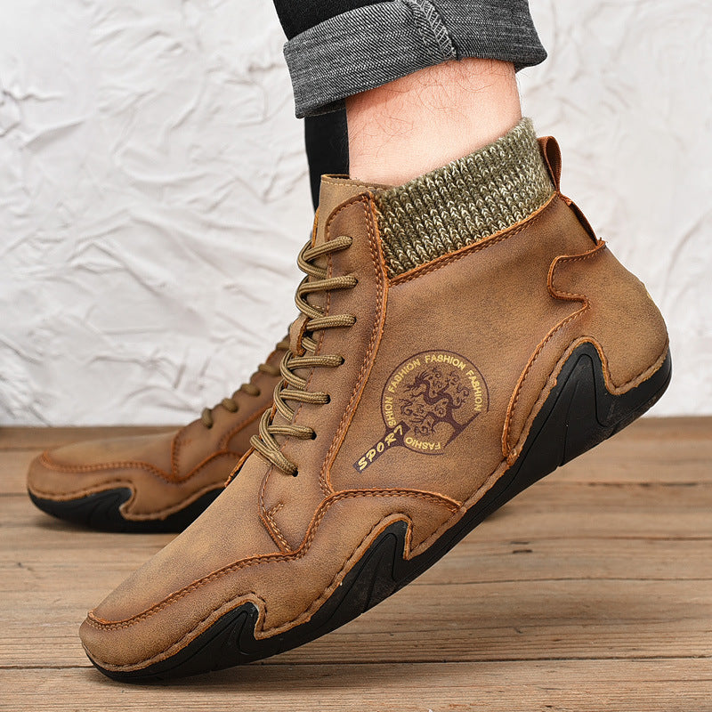 Men Ankle Boots High Top High Quality Flats Shoes