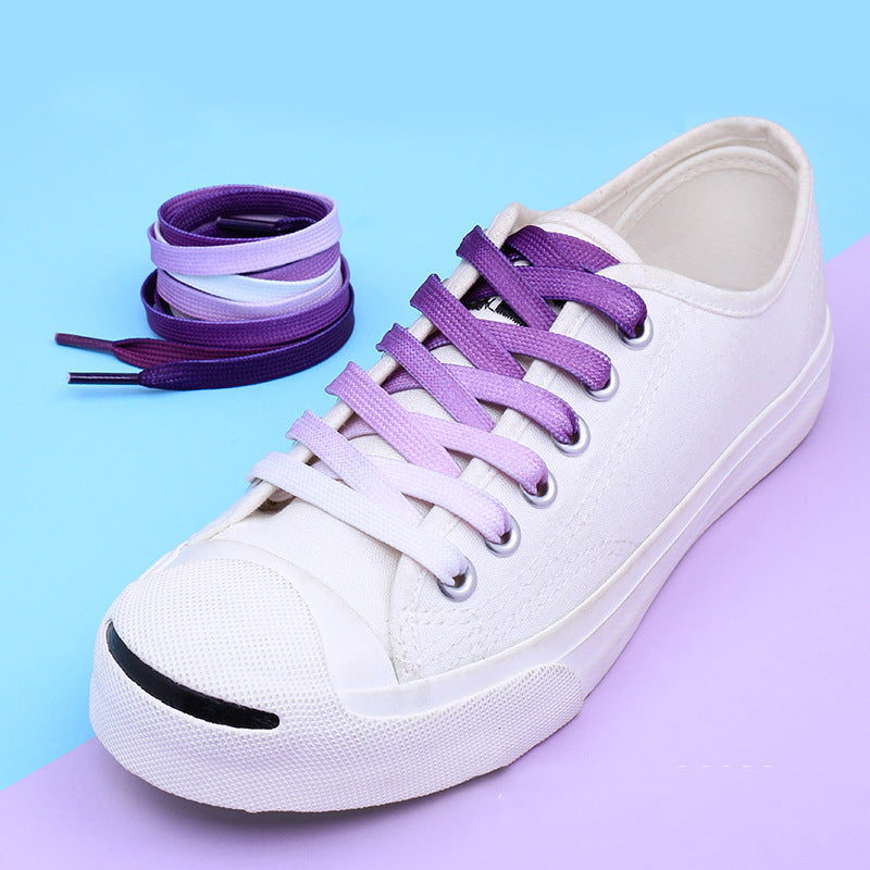 Casual Canvas White Shoes Colorful Gradient Laces