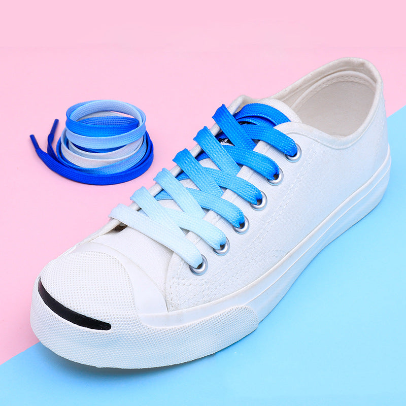 Casual Canvas White Shoes Colorful Gradient Laces