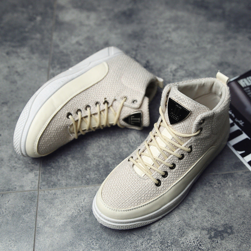 Linen high-top sneakers