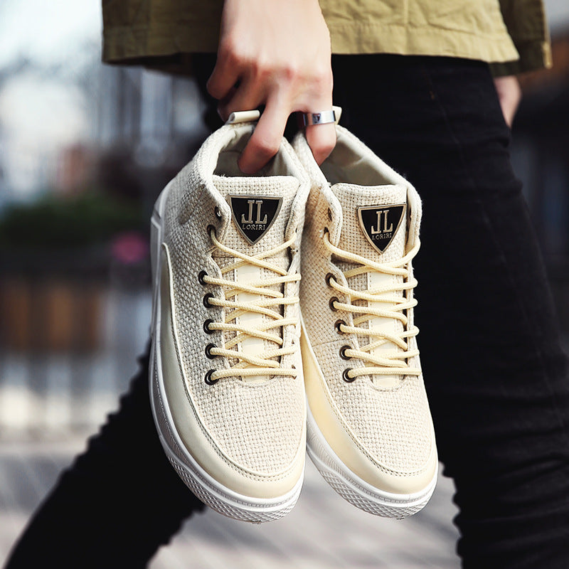 Linen high-top sneakers