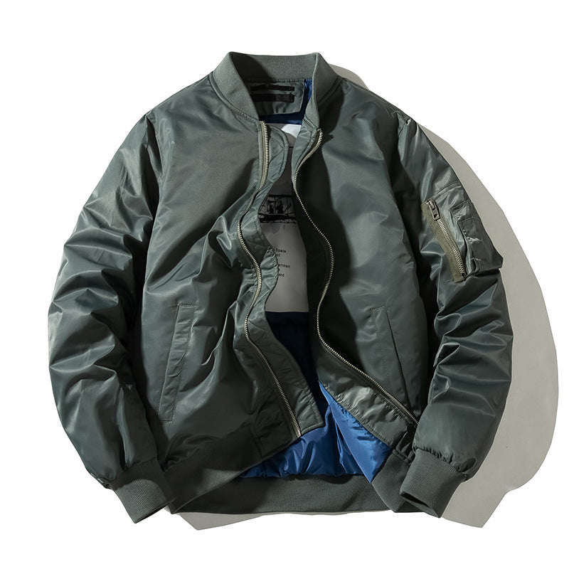 Acket Solid Pilot Jackets Men Military Flight Baseball