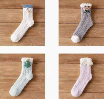 Winter Coral-down Socks For Women