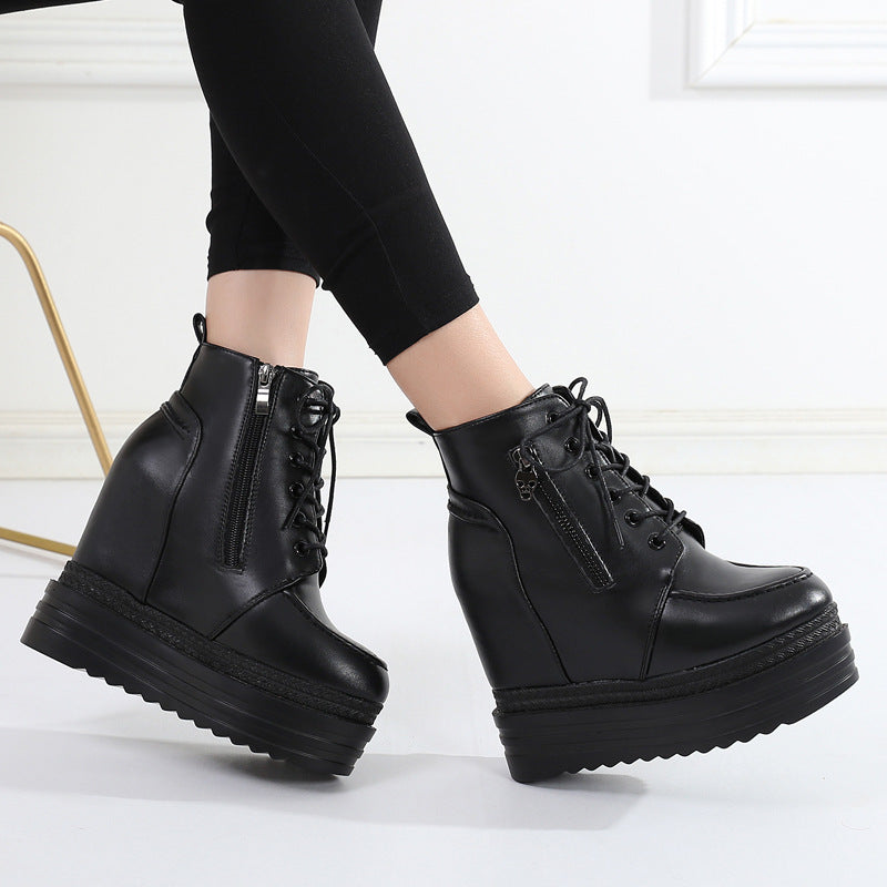 Waffle Platform Wedge Booties