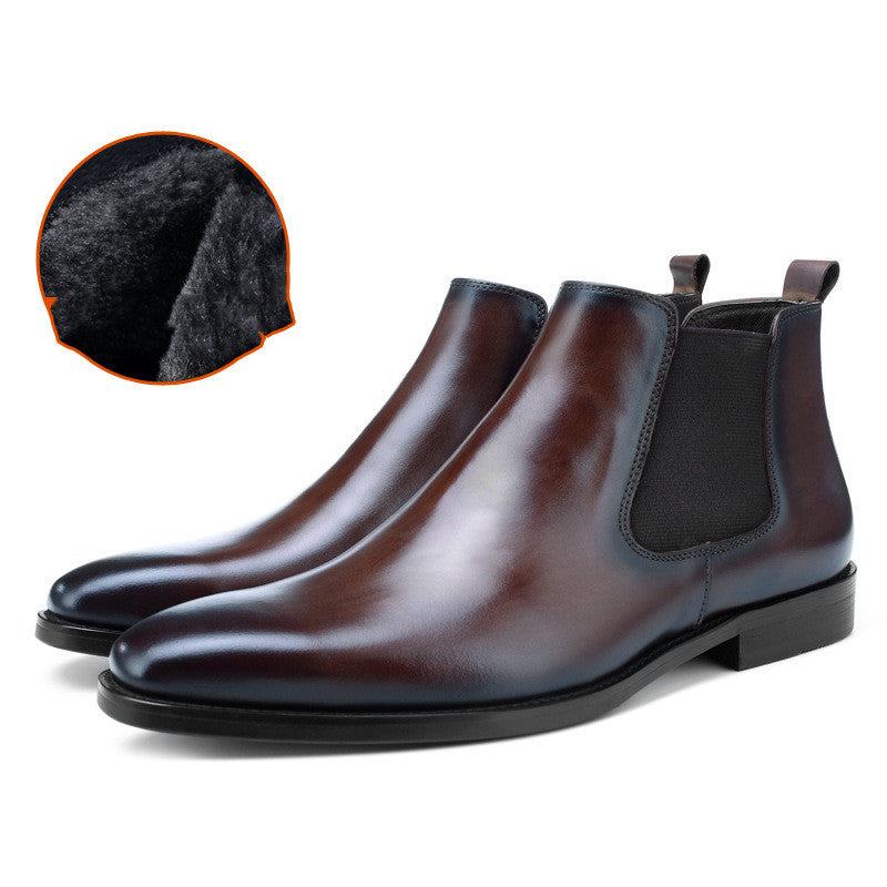 Men Plus Velvet Warm Leather British Style Martin Boots