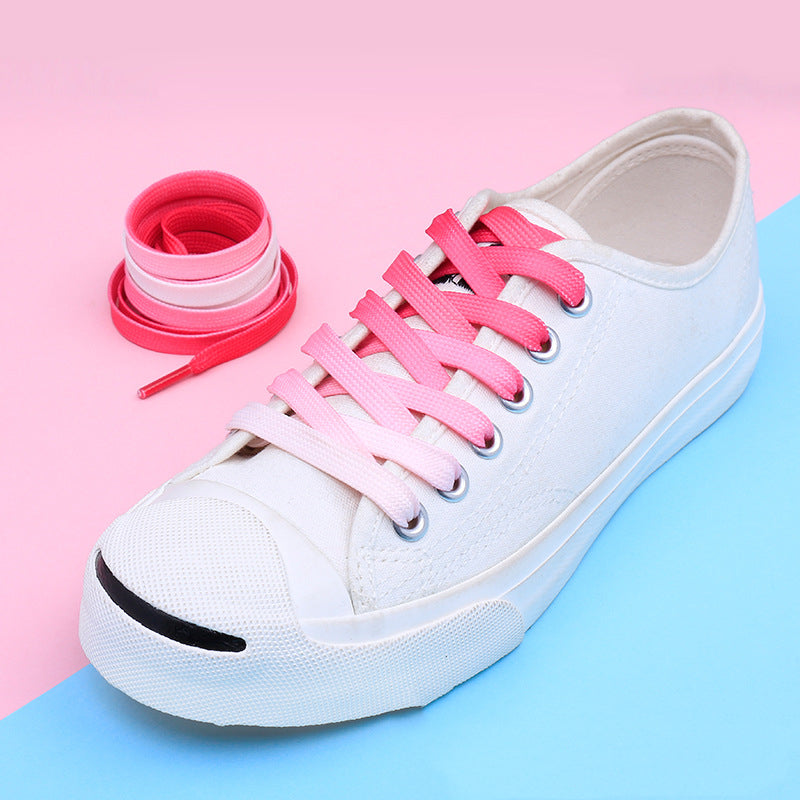 Casual Canvas White Shoes Colorful Gradient Laces