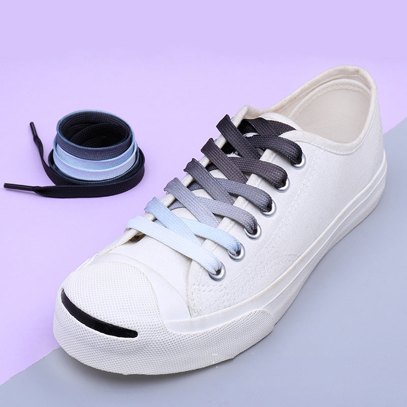 Casual Canvas White Shoes Colorful Gradient Laces