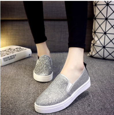 Platform Loafer Low-Top Sequin Women's Shoes