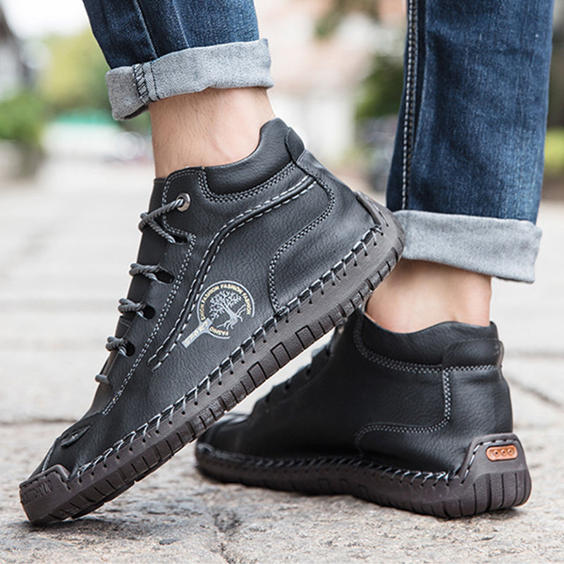 Lace-up Boots Men Casual Business Sewing Shoes