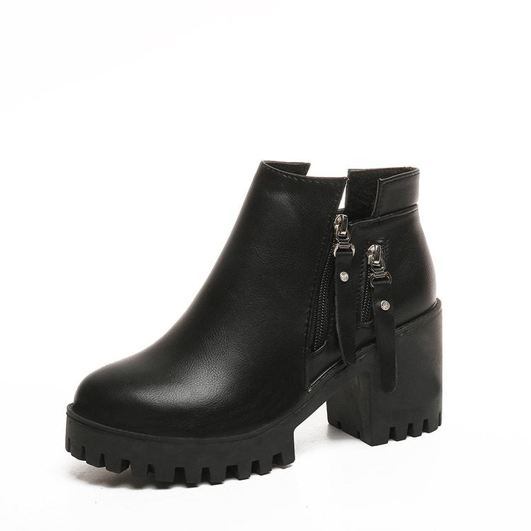 Fashionable Chunky Heel Platform Booties Women