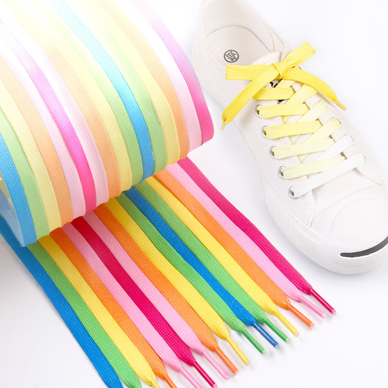 Casual Canvas White Shoes Colorful Gradient Laces