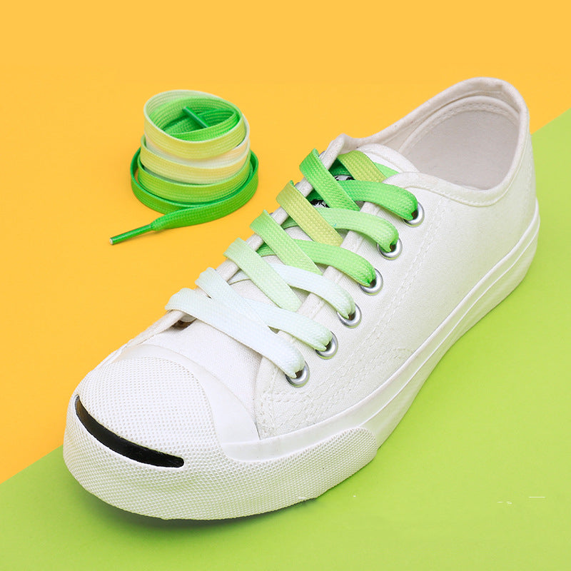 Casual Canvas White Shoes Colorful Gradient Laces