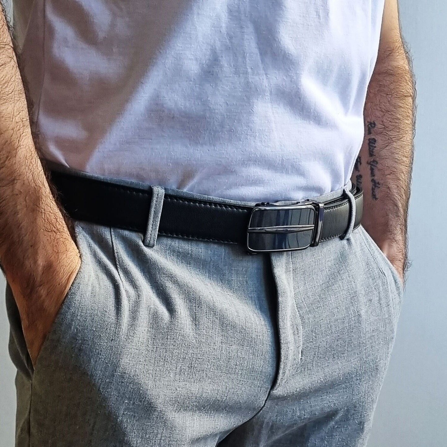 Men's Ratchet Belt Leather Mens Belt With Slide Buckle Ratchet Belts For Men USA