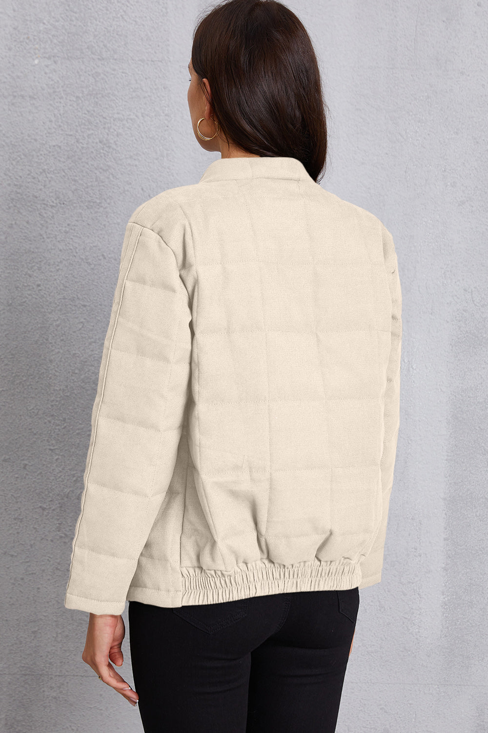 Zip Up Mock Neck Pocketed Jacket