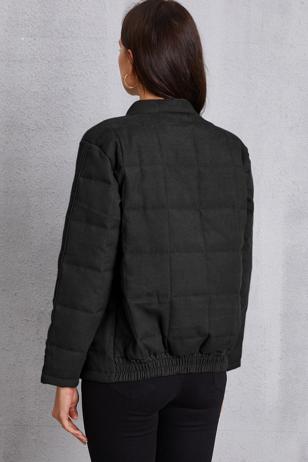 Zip Up Mock Neck Pocketed Jacket